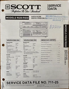 SCOTT RS30 RS50 AM/FM STEREO RECEIVER ORIGINAL SERVICE REPAIR MANUAL - Picture 1 of 1