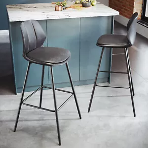 2er Barstühle Barstuhl Barhocker mit Lehne Hochhocker Stuhl Tresenhocker Schwarz - Bild 1 von 24