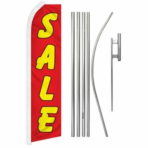 "SALE" Advertising Super Flag & Pole Kit deal discount clearance red & yellow - Picture 1 of 16