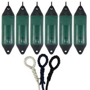 6 x HURRICANE Vortex Bootsfender: dunkelgrün PM02 - FREE SPLICED END 10MM SEIL - Bild 1 von 2