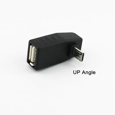 USB 2.0 A Female To Up Angle 90°Micro USB 5Pin B Male OTG Host Adapter Connector - Image 1 of 4