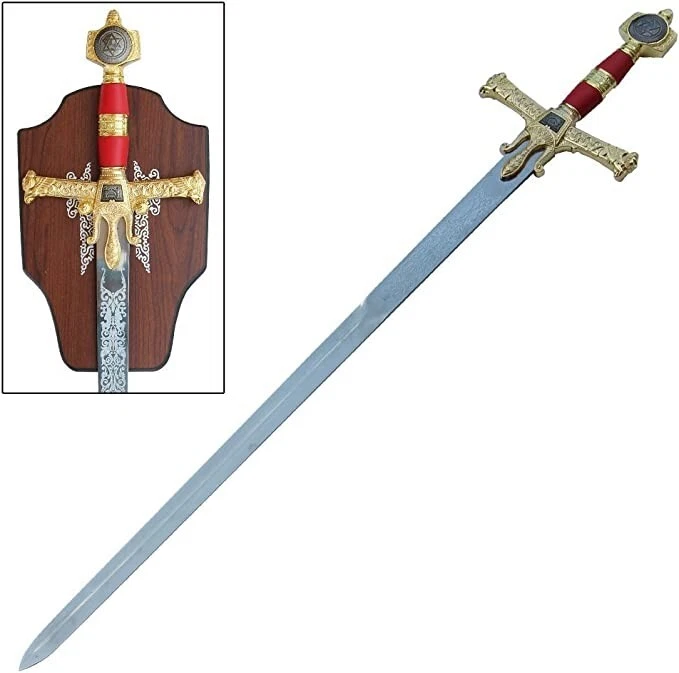 King Solomon Red Great Sword with Display Plaque - Image 1 of 4