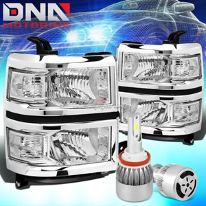 CHROME HOUSING HEADLIGHT+CLEAR CORNER+WHITE LED H8 HID W/FAN FIT 14-15 GMT K2XX - Picture 1 of 10
