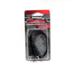 RADIOSHACK CABLE AUDIO RCA TO AUX 3.5MM 22.8CM SPEAKER STEREO BLACK NEW 42-2540 - Picture 1 of 2
