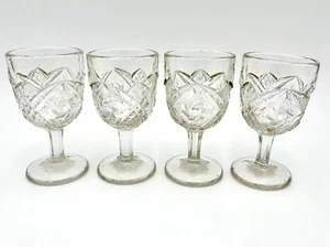 4er Set Indiana Glas Juno Doppel Pinwheel Sternwirbel kleine Gläser Kelche - Bild 1 von 7