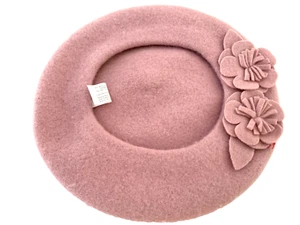 Neu mit Etikett We Care Baskenmütze rosa lila Nylon Wollmischung Blumenmuster Einheitsgröße - Bild 1 von 6