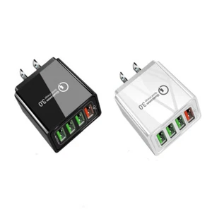4 Port Fast Quick Charge QC 3.0 USB Hub Wall Charger Power Adapter Plug Black - Picture 1 of 19