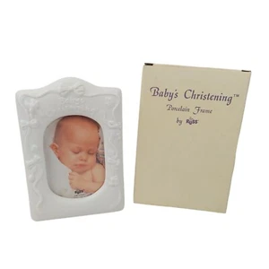 Russ Babys Christening Porcelain 3.5x5 Frame White Faith Religion - Picture 1 of 8