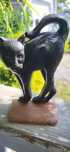 Tope de puerta para gato Halloween sujetalibros de hierro fundido bruja raro #3 antiguo - Imagen 1 de 9