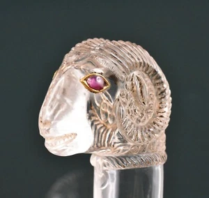 Ram's Head Vintage Mughal style Rock crystal dagger with ruby's eyes - Picture 1 of 12