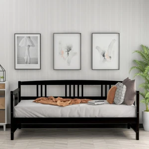 Twin/Full Size Daybed Sofa Bed Platform Bed Wood Bed Frame Guest Bed White/Brown - Picture 1 of 31