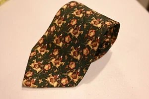 Salvatore Ferragamo grüne skurrile Seidenkrawatte asiatisch Reiter Made Italy - Bild 1 von 3