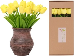 ucky Yellow Artificial Flowers - 40 Pcs Tulips Realistic Touch 40 Pcs, - Picture 1 of 6