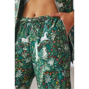 Pantalones de pijama de jardín unicornio Printfresh Anthropologie algodón orgánico verde XL - Imagen 1 de 6