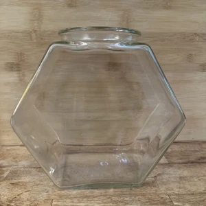 Vintage 9" Tall Open Clear Glass Hexagon 6-Sided Goldfish Fish Turtle Bowl - Picture 1 of 8