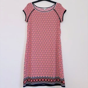 MAX STUDIO Orange Weiß Geometrischer Print Kurzarm Pullover Etuikleid Gr. M - Bild 1 von 16