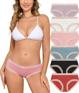 Damen Baumwolle Slip Niedrige Taille, Weich, Atmungsaktiv, Lace Rand, Ohne - Bild 1 von 7