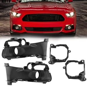 Front Bumper Fog Light Lamp Cover W/ Bracket 4PCS/Set For Ford Mustang 2015-2017 - Picture 1 of 17