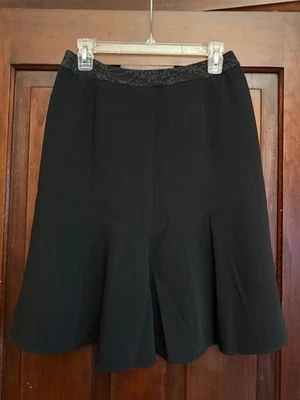 Falda midi trompeta negra Albert Nipon noche formal vacaciones forrada para mujer talla 6 Foto 1 de 3