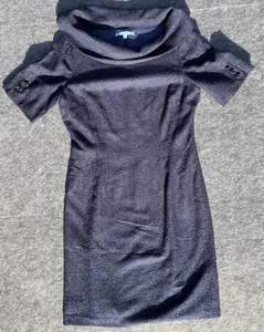 Vintage Antonio Melani Women's Dark Blue 10 Cowl Neck Elegant Textured Wool - Picture 1 of 9