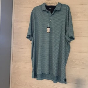 Johnnie-o Polo Shirt Men's Blue Striped Short Sleeve Casual Stretch Beach XXL - Picture 1 of 9