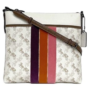Coach Schultertasche EC-23540 weiß braun Pferd und Kutsche 89608 PVC Leder COA - Bild 1 von 10