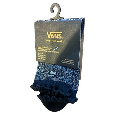 Vans Negro Niñas Volantes Brillante Crew Calcetines Talla Niña Niños Zapato 1-6 Nuevo Foto 1 de 3
