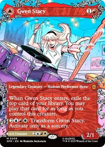 Magic The Gathering Gwen Stacy 209 Mythic Foil Borderless Marvel Spider-Man - Imagen 1 de 2