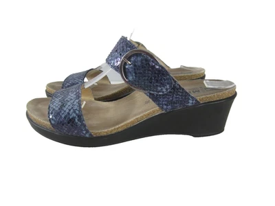 Mephisto Relax Womens 9 Nadia Sandal Blue Leather Python Wedge Heel Slide 39 - Image 1 of 4