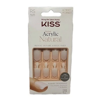 KISS ~ Uñas acrílicas naturales de longitud corta real - 28 quilates #67897 Foto 1 de 3