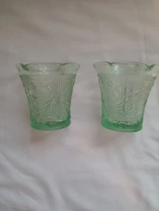 Indiana Glas Tiara Chantilly grün Sandwich Glas Votivkerzenhalter Teelicht - Bild 1 von 4