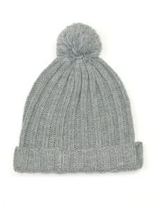 Damen Bommelmütze - Grau Bommelmütze Zopfmuster Warm Winter Woll Damenmütze - Bild 1 von 1