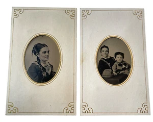 Antique Victorian Tin Type Photograph Lot Woman Portraits Relatives Child - Picture 1 of 4