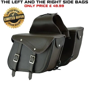 Motorcycle Leather Saddlebags Pannier Bags Waterproof Motorbike Luggage Tool Bag - Picture 1 of 6