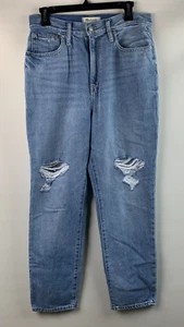 Madewell Momjean Knee Rip Blue Medium Wash Zip Fly Button 5-Pockets Size 28 - Picture 1 of 13