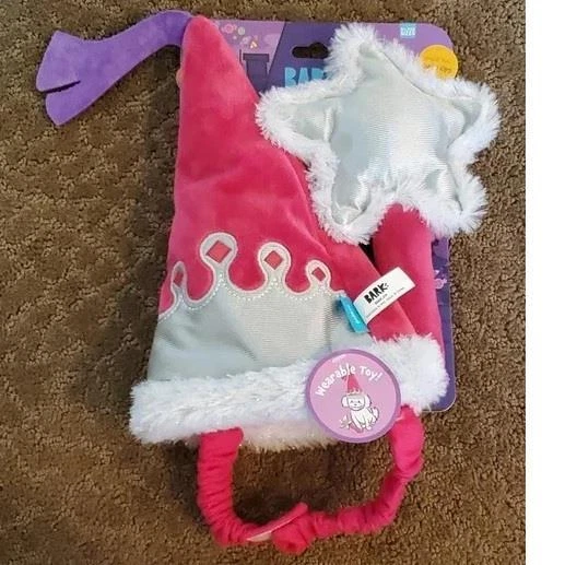 Pet Dog Wearable Toy & Costume Set--Princess Crown & Wand Squeakers OSFM Hat NWT - Image 1 of 1
