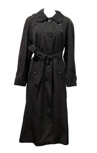 London Fog women's Black Single Breasted Long Winter Trench Coat Lined Sz 12 NWT - Picture 1 of 13