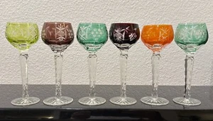 Nachtmann Traube Cut To Clear Crystal 5.5” Tall Wine Hock Glasses Set Of 6 - Picture 1 of 7
