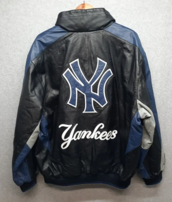 Vintage New York Yankees Leather Bomber Jacket G-III by Carl Banks MLB Mens 2XL - Image 1 of 4