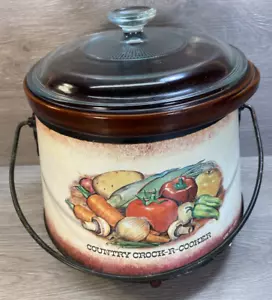 VTG 70's Mushrooms FARBERWARE Country Crock Cooker Model 266 Swedish Crockpot - Picture 1 of 7