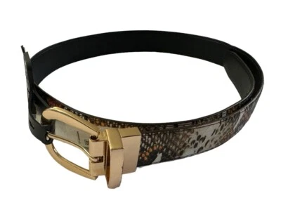 Steve Madden Womens Medium Reversible Faux Leather Python Belt Black Multi #2041 - Image 1 of 4