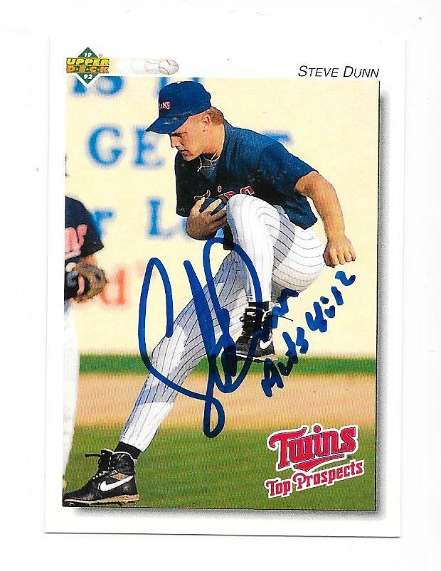 STEVE DUNN 1992 UPPER DECK AUTOGRAPHED SIGNED # 216 MINNESOTA TWINS   - Image 1 of 1