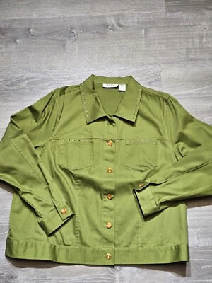 Selene Sport 女式绿色夹克带水钻口音 22 码 — 第 1/4 张图片