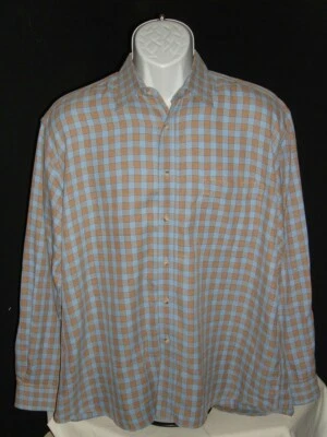 PORTUGAL BOBBY JONES BLUE/BEIGE PLAID 100% COTTON L/S BUTTON DOWN SHIRT SZ.L - Image 1 of 4