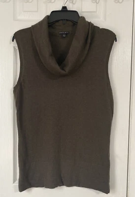 Suéter Lafayette 148 Cuello Capucha Lana Extrafina Sin Mangas Marrón Talla L (D100 Foto 1 de 4