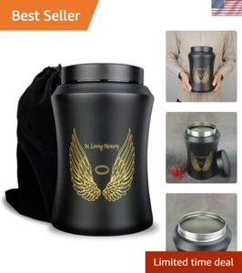 Large Capacity Cremation Urn for Adult Ashes - Secure Threaded Lid & Velvet Bag - Picture 1 of 8