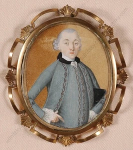 "Portrait of a young aristocrat" German miniature on vellum, 18th century (m) - Picture 1 of 5