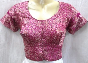 BVH Vintage Sari Saree Blouse Choli Top BUST 32" Magenta P1 E340 Woven #ABCNP - Picture 1 of 24