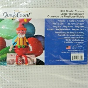 6 Pack Stiff Plastic Canvas 7 Mesh 10-1/2" x 13-1/2" Cottage Mills Quick Count - Picture 1 of 3