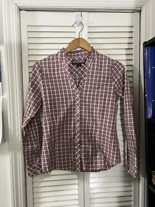 Vineyard Vines Button Down Plaid Shirt With Gold Metallic Accents Size 4 - Picture 1 of 5